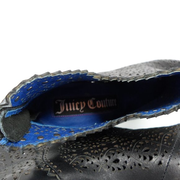 NIB$348 Juicy Couture Karina Perforated Laser-Cut Leather Studded Bootie Heel 10 - Picture 8 of 10